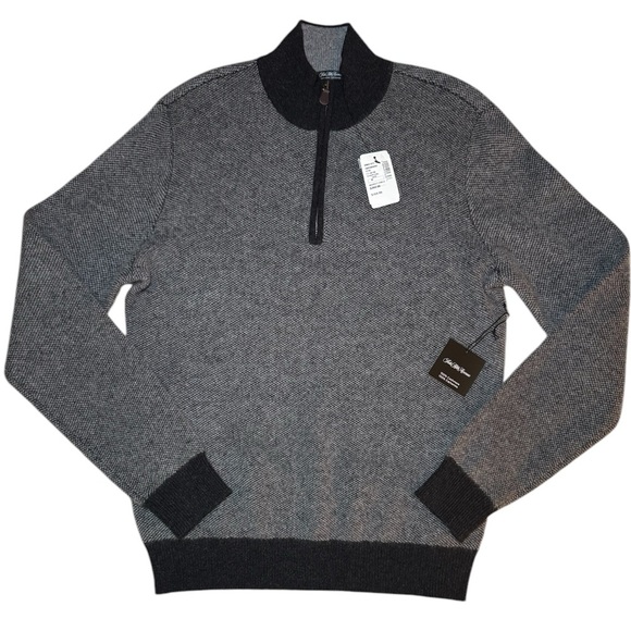 Saks Fifth Avenue Men’s Cashmere Quarter Zip Sweater Charcoal Size M - Picture 1 of 12
